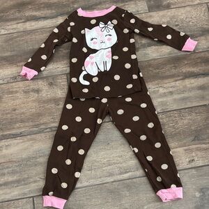 Brown and Pink Polka Dot Kids Pajamas